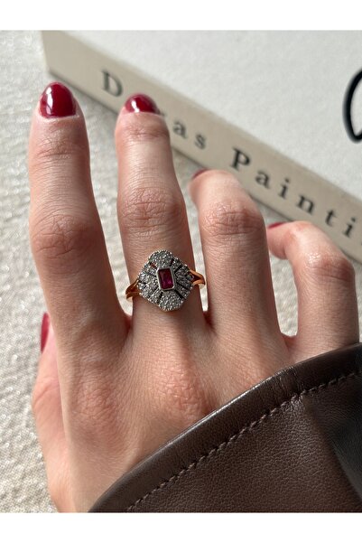 ringbox Fuchsia Stone Double Color Ring