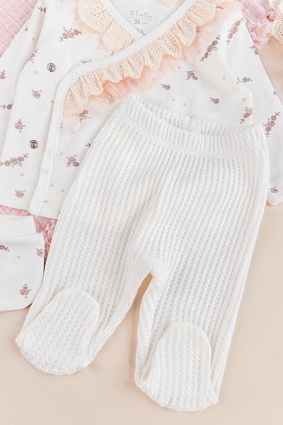 Babymod Floral Patterned Scalloped 5-Piece Baby Girl Hospital Release Baby Set