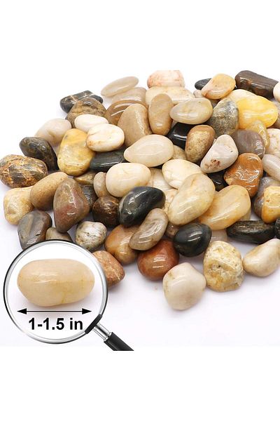 Generic أحجار نهرية مصقولة طبيعية زخرفية من الحصى الملونة المختلطة 2.5 كجم مقاس 1 إلى 1.5 بوصة
