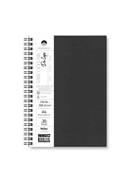 Schoellershammer Da Capo Cold Press Hard Cover Watercolor Notebook 300 G. A4 20 Sheets Black
