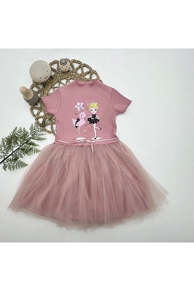 DEFNADA Flamingo Printed Tutu Dress for 5-6-7 Years Old Girls - Ribbon and Belted Lined