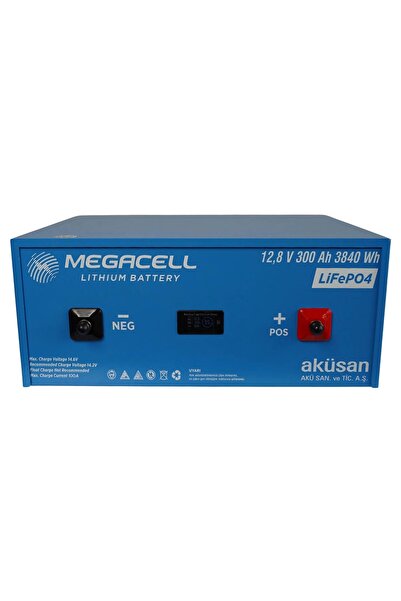 Megacell -LiFePO4 Metal Kasa 12,8V 300Ah Lityum Demir Fosfat Akü