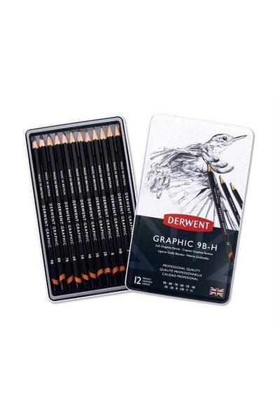 Derwent Graphic Dereceli Karakalem 12'li Set 9B H Arası Tonlar