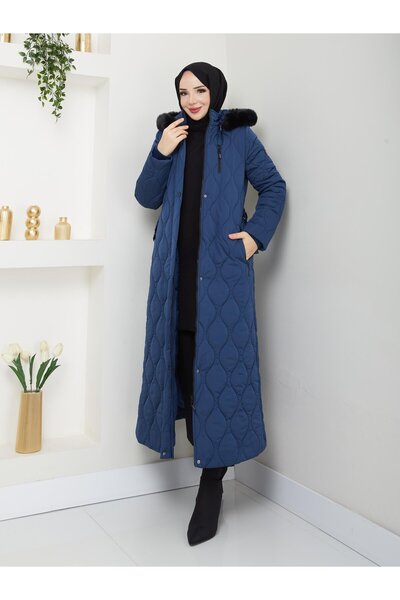 Doque Araboy 125 Cm Şişme Kapitone Kadın Kışlık Kaban Kapşonlu 67047