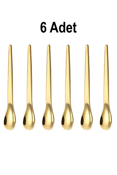 Chavin 201 Steel 6 Pieces Gold Matte 12.5 cm Classic Teaspoon Cin941Sr-6