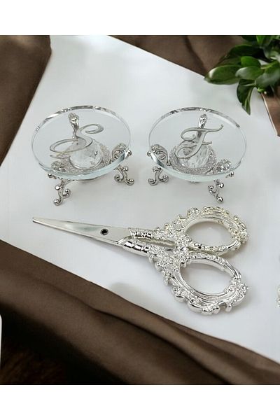 CyzHome Bionda Glass Ring Riser and Promise Scissors Set