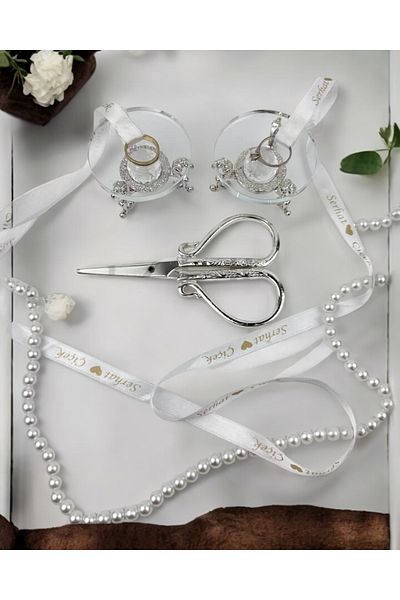 CyzHome Grazia Glass Ring Riser and Promise Scissors Set