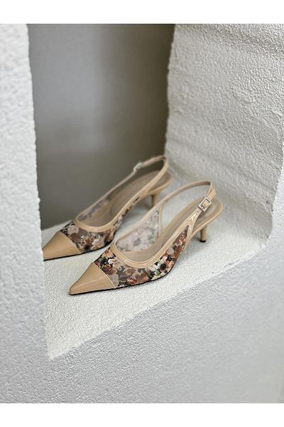 NUR KARACA 24Y1304 PANTOFI STILETTO CU TAC 6CM CU MODEL DE FLORI FEMEI