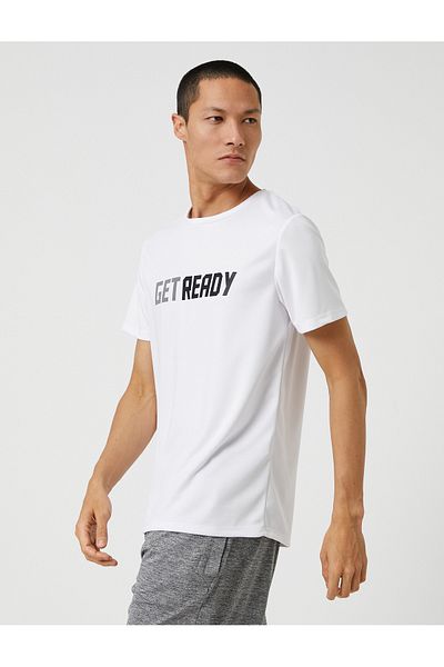 Koton Sport póló szlogen Nyomtatott Crew Neck légáteresztő szövet