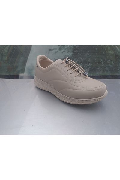NHA 0034 White Shoes Large Orthopedic Daily Leather Soft and Light Skin Shoes