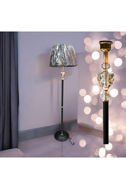 Genel Markalar SİYAH Lambader Metal Ayak Kristal Taşlı