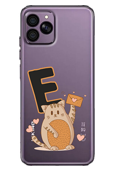 HİKİNG A41 Uyumlu Kılıf Desenli TPU Cover Silikon Kedili E Harfi