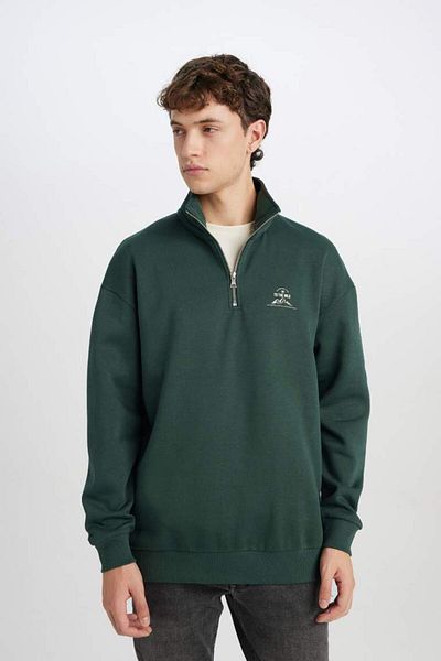 DeFacto Φούτερ με στάμπα με γιακά με φερμουάρ New Season Comfort Regular Fit
