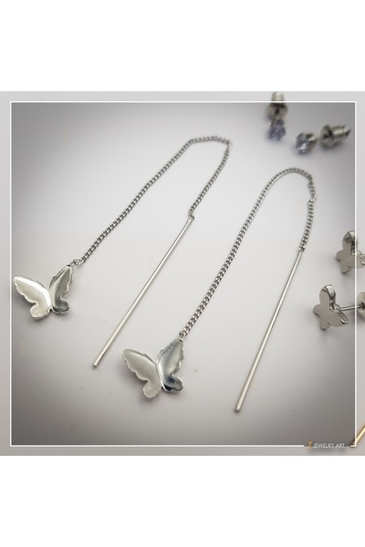 Z Jewelry Design Kuli - Günlük Kelebek Sallantılı Zincir Küpe