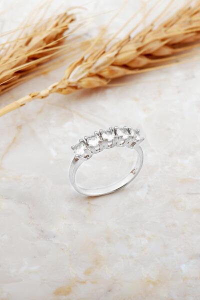 Sümer Telkari Rodyumlu Gümüş Beştaş Yüzük 5941