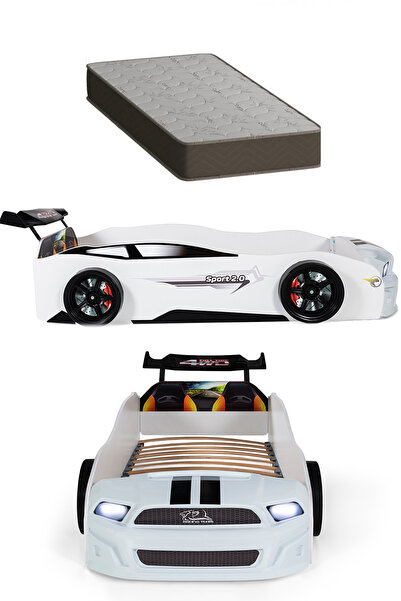 Ferramini Beyaz Arabalı Yatak Sport Mst Işıklı +Otopedik Yatak