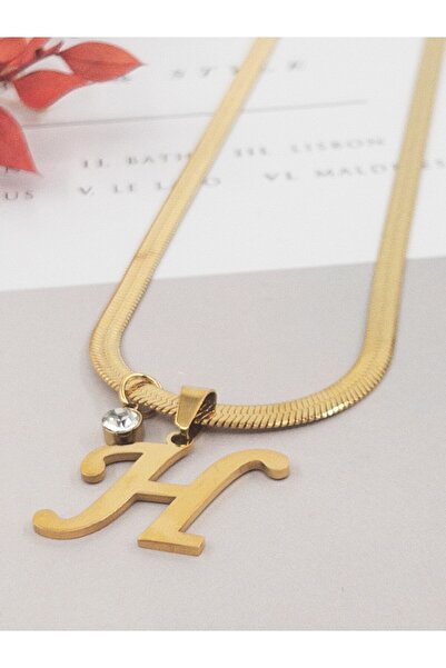 Siya Silver Kararmaz Çelik Zirkon Taşlı İtalyan Zincirli Harfli Kolye
