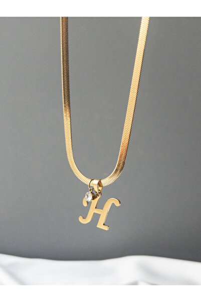 Siya Silver Kararmaz Çelik Zirkon Taşlı İtalyan Zincirli Harfli Kolye