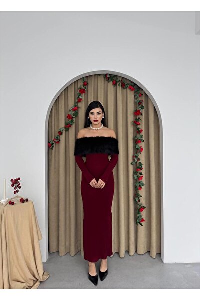 conconmoda Tasarım Peluş Straplez Elbise