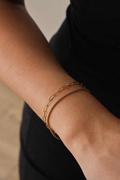 ESBAFLOR Çelik 2'li Kombin Ataç ve İnce İtalyan Zincir Bileklik Minimal Karar...