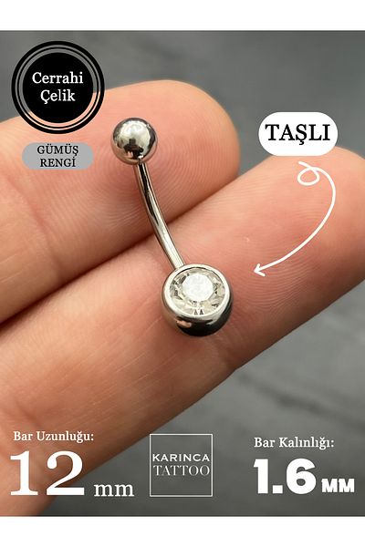 Karınca Piercing 12 mm Large Size Stone Navel Piercing