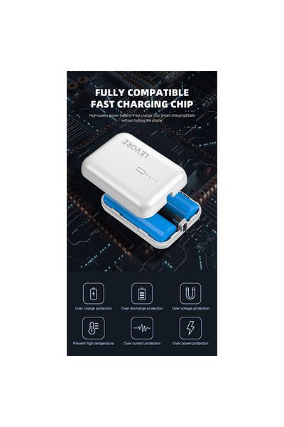 Levore PowerBank 10000mAh Fast Charging with 2 USB Ports - White