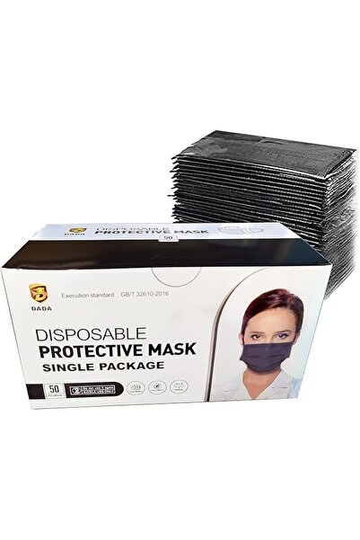 Da/Da كمامات دادا ثلاثية الأبعاد واقية باللون الأسود 50 قطعة