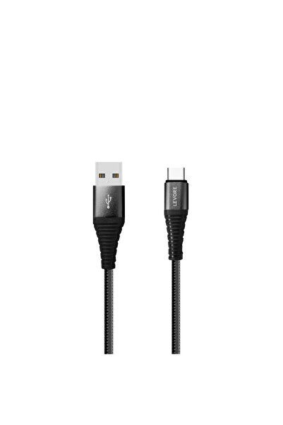 Levore كابل USB إلى Type-C بطول 1 متر مضفر من النايلون - أسود