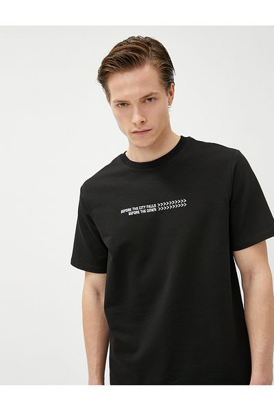 Koton T-Shirt Cotton Printed Short Sleeve Crew Neck
