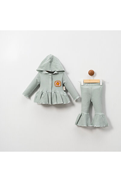 DFN طقم كارديجان منسوج بغطاء للرأس وجيب بنمط عزر ومجموعة ساق إسبانية