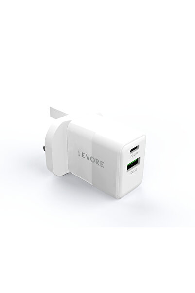 Levore شاحن حائط 20 وات بمنفذ PD وUSB-A - أبيض