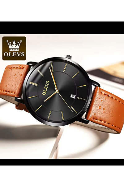 OLEVS YENİ  SEZON QUARTZ ÇELİK DERİ KORDON ERKEK KOL SAATİ  LÜX VE ŞIK
