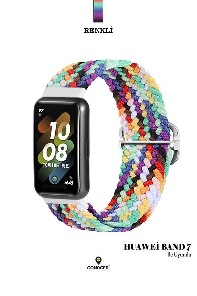 CONOCER حزام حبل شبكي منسوج من الألياف الدقيقة بتصميم جديد متوافق مع Huawei Band 7