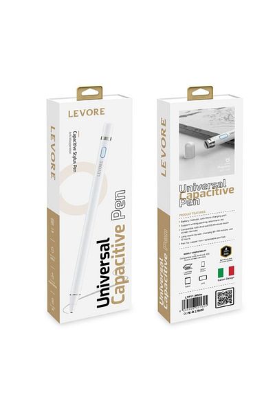 Levore قلم ذكي يعمل باللمس مع غطاء مغناطيسي للكتابة والرسم، متوافق مع أجهزة iPad LTP11 - أبيض