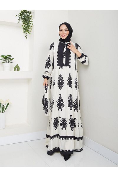 moda periy فستان نسائي صيفي أساسي مصنوع من القطن والفيسكوز وحزام حجاب فضفاض