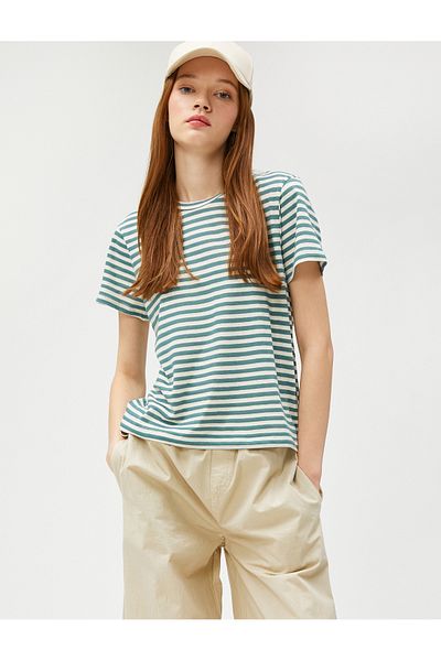 Koton Tricou cu mânecă scurtă cu decolteu în amestec de viscoză