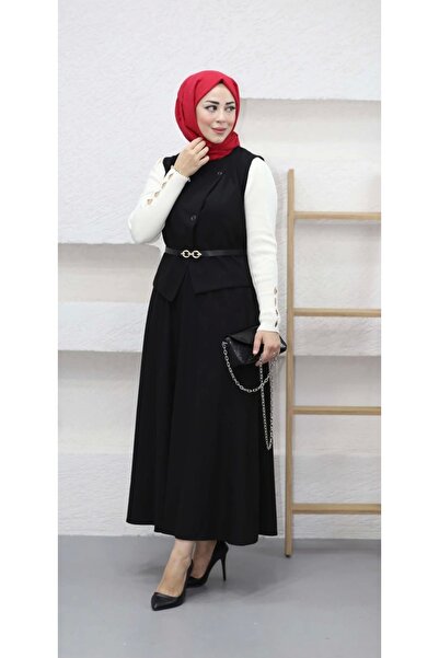 DEFNECE BUTİK Belted Vest Skirt Suit