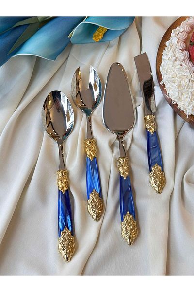 ROSSEV Wersaille Blue - مجموعة خدمة مكونة من 4 قطع