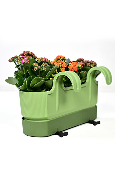 Poliwork 1 ADET IXORA ÇİFT ASKILI BALKON SAKSI YEŞİL RENK 5,8 LT GENİŞLİK 39,...