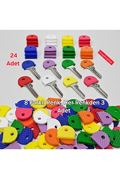 ÜNSA Anahtar 24X Mantar Anahtar Başlığı Yale Plastik Başlık Anahtarlık 8 Fark...