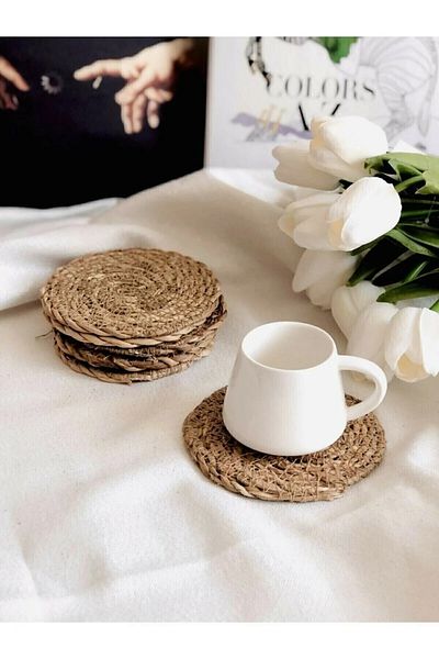 Mutfak Köşesi 6 Pieces Handmade Wicker Coasters Cup Tea Mug Coasters