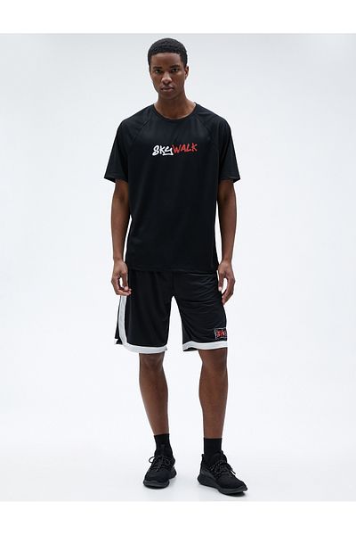 Koton Sports Oversize T-Shirt Slogan Printed Crew Neck Raglan Sleeve