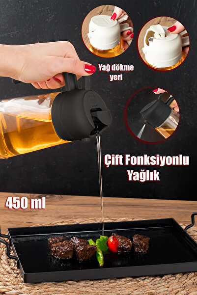 Porsima Alk-3159 Çok Amaçlı Cam Sprey Şişe -yağdanlık Limon Sirke Sos Püskürtücü, Sızdırmaz Yağlık Siyah