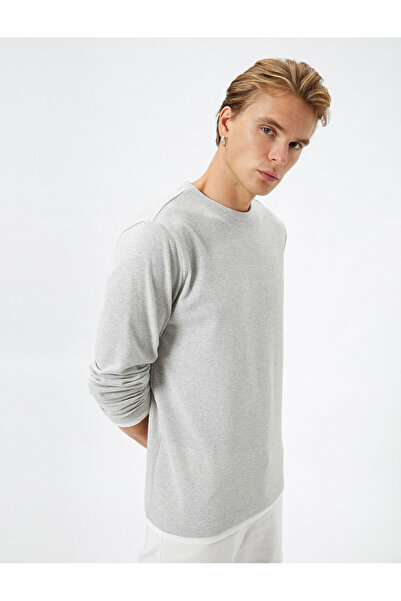 Koton Langärmliges Basic-T-Shirt mit Rundhalsausschnitt