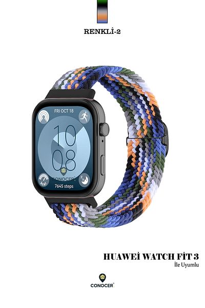 CONOCER لساعة Huawei Watch Fit 3 - Fit 4 تصميم جديد حزام منسوج من الألياف الدقيقة المقاومة للعرق