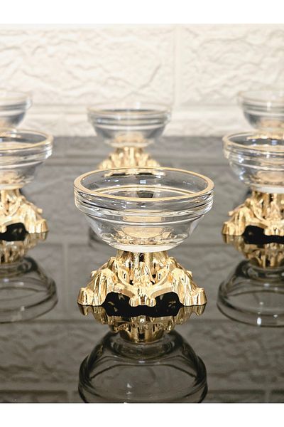 atabey home 6-Piece Gold Detailed Coffee Side Turkish Delight Bowl with Three Legs