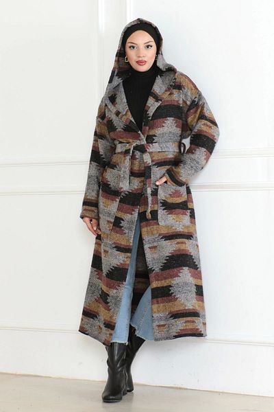Nevayla Moda Winter Pattern Lumberjack Belted Cap / Orange - F0505
