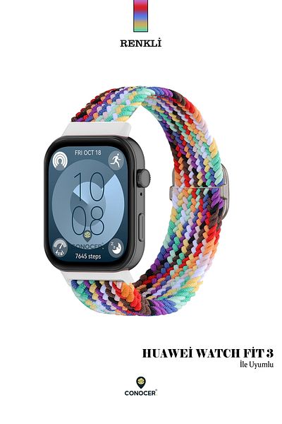 CONOCER لساعة Huawei Watch Fit 3 - Fit 4 تصميم جديد حزام منسوج من الألياف الدقيقة المقاومة للعرق
