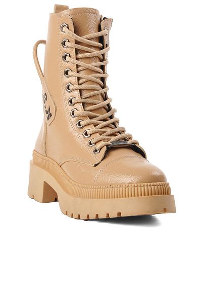 AYAKMOD Γυναικείες μπότες Nude Wrinkled Patent Leather