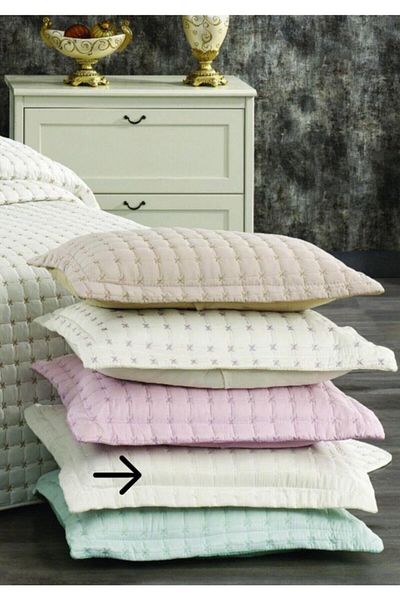 bursa çeyiz Micro Embroidered Bedspread Set - White